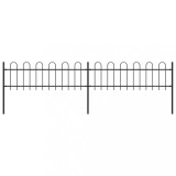 vidaXL Gard de grădină cu v&acirc;rf curbat, negru, 3,4 x 0,6 m, oțel
