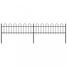 vidaXL Gard de grădină cu vârf curbat, negru, 3,4 x 0,6 m, oțel