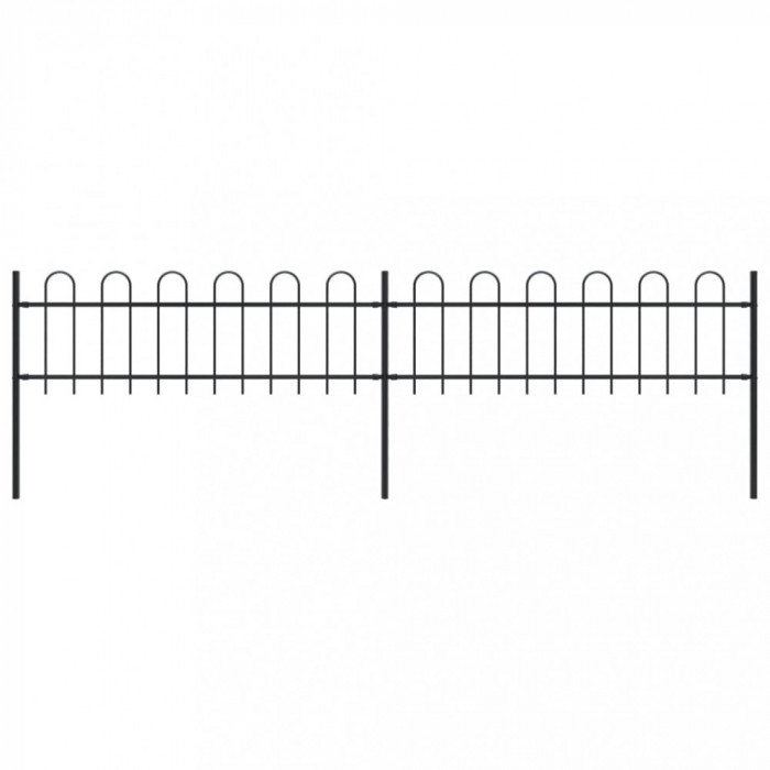 Gard de gradina cu varf curbat, negru, 3,4 m, otel GartenMobel Dekor