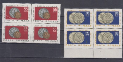A11 TX3 8 - 1967 - Centenarul monedei nationale - perechi de cate patru timbre foto