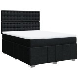Cumpara ieftin Pat box spring cu saltea, negru, 140x200 cm, textil