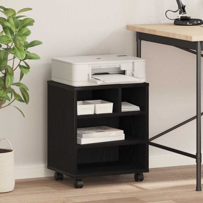 vidaXL Suport pentru imprimantă Stejar Negru 41 x 32 x 48 cm