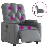 Cumpara ieftin Fotoliu de masaj electric rabatabil, gri, piele ecologica