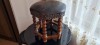 Taburet Piele Vintage, H 40cm, Diametru 35cm, Scaun Tapitat, Mobila Living, Second Hand