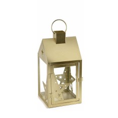Felinar Craciun metal auriu sticla 14 x 14 x 28,5 H
