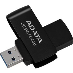MEMORIE USB 3.2 ADATA 64 GB, protectie slide laterala, carcasa plastic, negru, &quot;UC310-64G-RBK&quot; (timbru verde 0.03 lei)