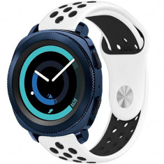 Curea ceas Smartwatch Samsung Gear S2, iUni 20 mm Silicon Sport White-Black foto