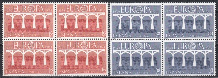 Spania 1984 - EUROPA-Poduri -A 25-a Conferință Europeană a A.P.T.,Bloc de 4, MNH