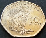 Moneda exotica 10 RUPII - MAURITIUS, anul 2000 * cod 1167