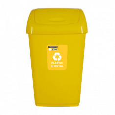 Cos gunoi pentru reciclare selectiva cu capac batant, 50L, Galben foto