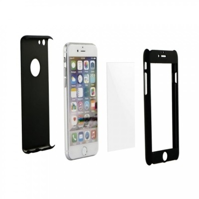 Set husa si folie de protectie, flippy, compatibila cu apple iphone x, full cover 360&amp;Acirc;&amp;deg;, plastic + sticla, negru foto