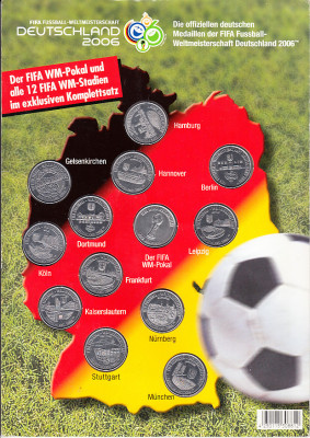 D12 - spoert - fotbal - Cupa mondiala Germania 2006 - monede argintii cu stadioanele foto