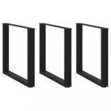 VidaXL Picioare de masă &icirc;n formă de U, 3 buc., negru, 80x(72-73) cm, oțel