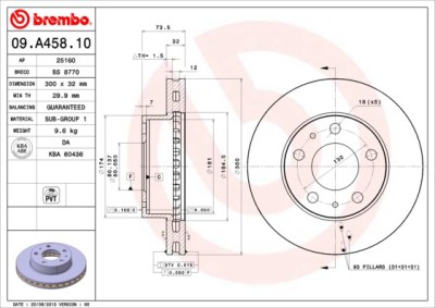 BREMBO 09.A458.10 PRIME LINE Disc frana foto