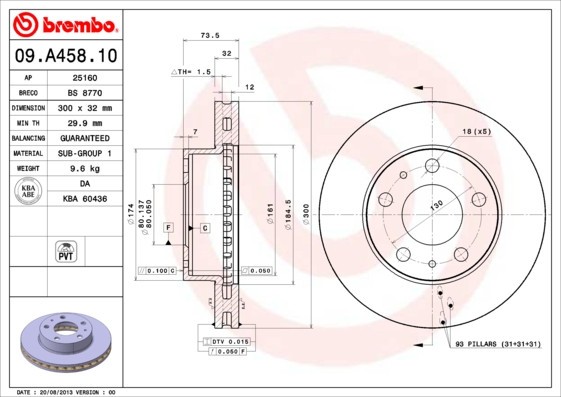 BREMBO 09.A458.10 PRIME LINE Disc frana
