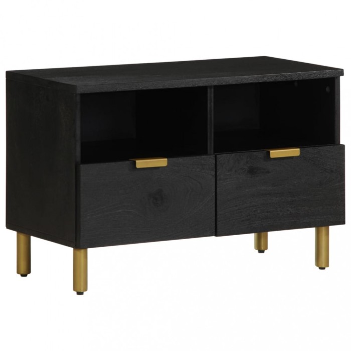 Gossi dulap tv, negru, 70x33x46 cm, lemn prelucrat