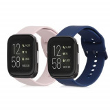 Set 2 curele pentru Fitbit Versa/Versa Lite/Versa 2, Kwmobile, Albastru/Roz, Silicon, 57118.17