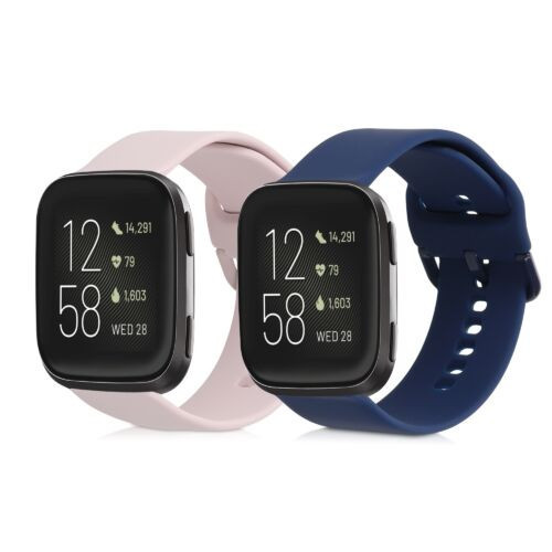 Set 2 curele pentru Fitbit Versa/Versa Lite/Versa 2, Kwmobile, Albastru/Roz, Silicon, 57118.17