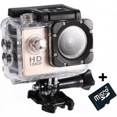 Camera Sport iUni Dare 50i Full HD 1080P, 5M, Waterproof, Auriu + Card MicroSD 8GB Cadou foto