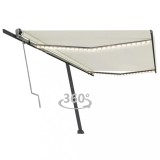 vidaXL Copertină automată cu senzor v&acirc;nt &amp; LED, crem, 500x300 cm