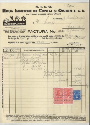 Romania, Noua Industrie de Cristal si Oglinzi S.A.R., Bucuresti, 1935 foto