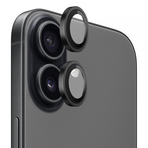Folie de protectie Camera Spate Blueo Metal Frame pentru Apple iPhone 17, Sticla Securizata, Neagra