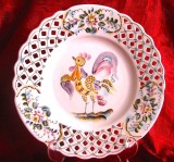 FARFURIE DECORATIVA CERAMICA CU BORDURA PERFORATA DECOR COCOS 27 CM