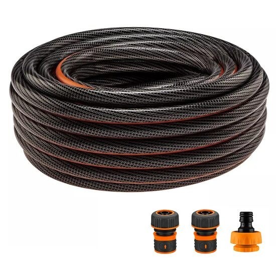 Furtun de gradina, 6 straturi, antirasucire, cu 2 cuple si adaptor, 3/4&quot;, 30 m, NEO GartenVIP DiyLine