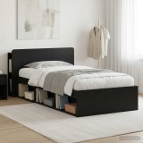 Cumpara ieftin Cadru de pat cu depozitare Negru 90 x 190 cm Lemn prelucrat