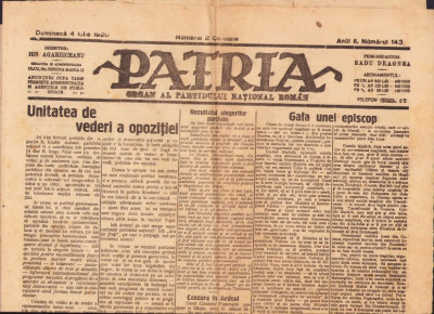 HST Z364 Ziarul Patria organ al Partidului Național Rom&amp;acirc;n 143/1920 Cluj foto
