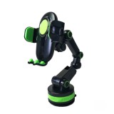 Suport Auto OZ, Reglabil si Rotativ, Unghi suport si brat 360 de grade, Verde/Negru, Universal, Fixare pe bord sau parbriz, Ventuza puternica si lipic, Oem