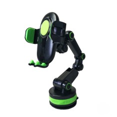 Suport Auto OZ, Reglabil si Rotativ, Unghi suport si brat 360 de grade, Verde/Negru, Universal, Fixare pe bord sau parbriz, Ventuza puternica si lipic