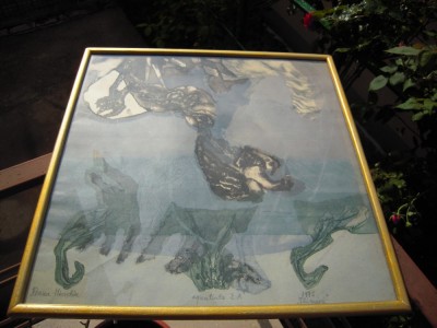 Pictura abstracta semnata Ileana Micodin - Tainuiri, 1975, dimensiuni 47x47 cm foto