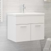 Dulap Chiuveta Baie Negru Lemn 60x38.5x46 cm + Chiuveta Ceramica Alba 61x39.5x18.5 cm