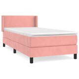 Cumpara ieftin Pat box spring cu saltea, roz, 80x200 cm, catifea