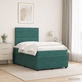 Cumpara ieftin Pat cu arcuri LED si saltea Verde inchis 120 x 190 cm Catifea
