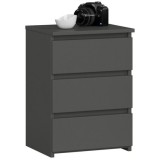 Cumpara ieftin Comoda, placa laminata, 3 sertare, gri grafit, 40x35x56.8 cm, Akord Furniture Factory