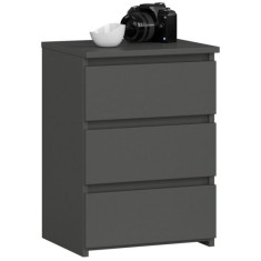 Comoda, placa laminata, 3 sertare, gri grafit, 40x35x56.8 cm