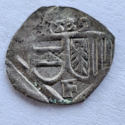 Austria 1 pfenning 1539 Linz argint Ferdinand I foto
