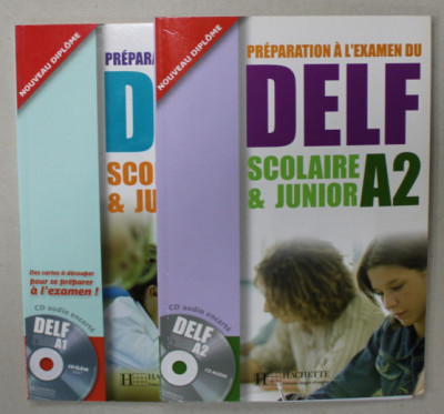 PREPARATION A L &amp;#039;EXAMEN DU DELF , SCOLAIRE et JUNIOR , VOLUMELE A1si A2, par MARIE CHRISTINE JAMET et ODILE CHANTELAUVE , 2 CD - URI INCLUSE , 2006 foto