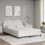 VidaXL Cadru de pat cu tăblie, alb, 120x200 cm, piele ecologică