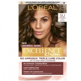 Vopsea de par permanenta fara amoniac Excellence Universal Nudes 5U Light Brown, 192ml, L&#039;Oreal Paris