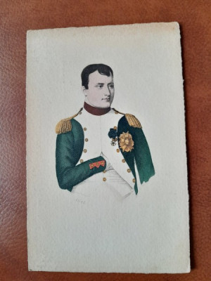 Napoleon Bonaparte, portret gravura colorata tip carte postala foto