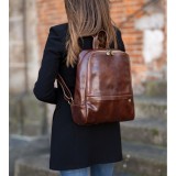 Rucsac dama din piele naturala vachetta, coniac, DR135A