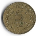 Moneda Franța 5 centimes 1966
