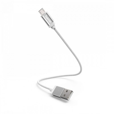 Cablu de incarcare/date, USB-A- Micro-USB, 0,2 m, alb, Hama foto