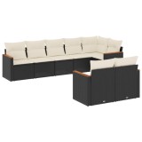 Cumpara ieftin Set mobilier de gradina cu perne, 8 piese, negru, poliratan
