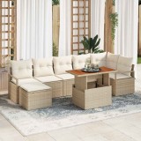 vidaXL Set de canapele pentru grădină 8 pcs Bej Rattan poli