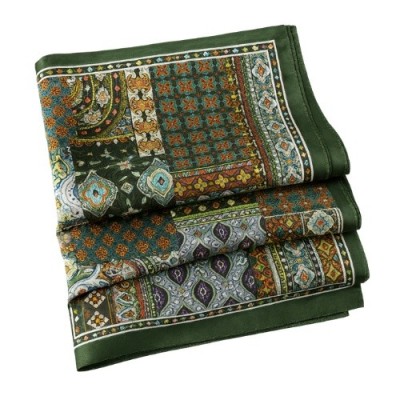 Esarfa satin patchwork verde multicolor foto