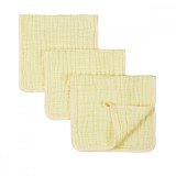 Set 3 Prosoape Muselina Bumbac Organic REDQUIT Bebelusi 25x50cm Galben - Delicate si Absorbante